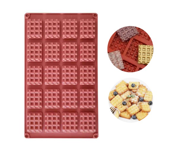 Mini Waffle Pişirme Dikdörtgen Bisküvi Çikolata Kafes Bisküvi Silikon Kalıbı GT8075