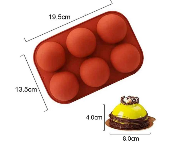 Çikolata Kalıbı Pişirme Kek Kalıbı Yarım Küre Silikon Kalıbı 8x8x4cm GT107