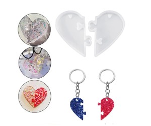 Epoksi Kalp Aşk Anahtarlık Kolye Silikon Kalıbı Epoksi Kalp Aşk Anahtarlık Kolye Silikon Kalıbı