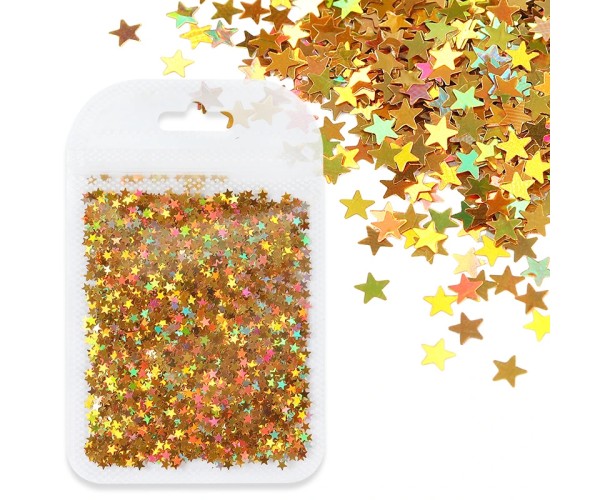 Epoksi Yıldız Glitter Hologramlı Gold - 5gr