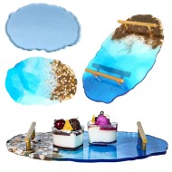 Epoksi Oval Dalgalı Tepsi Silikon Kalıbı 34x24cm