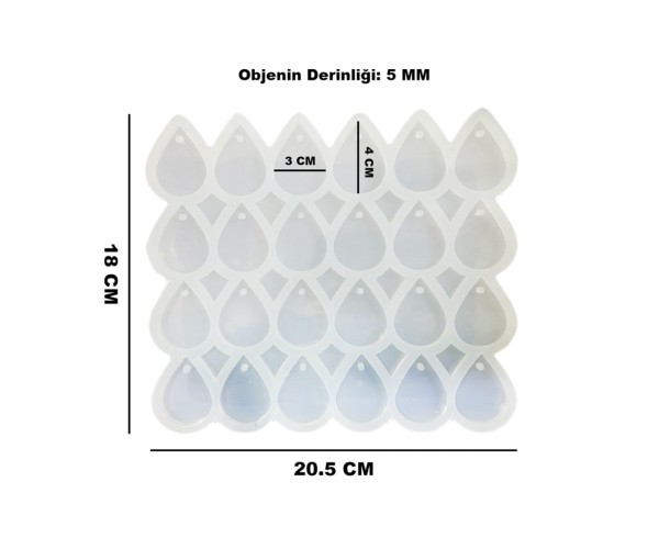 Epoksi Çoklu Damla Anahtarlık Kolye Silikon Kalıbı EM300