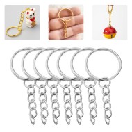 Epoksi Anahtarlık Halkası Zincirli Klips Yassı Nikel 50 Adet