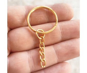 Epoksi Anahtarlık Halkası Zincirli Klips Yassı Gold 50 Adet Epoksi Anahtarlık Halkası Zincirli Klips Yassı Gold 50 Adet