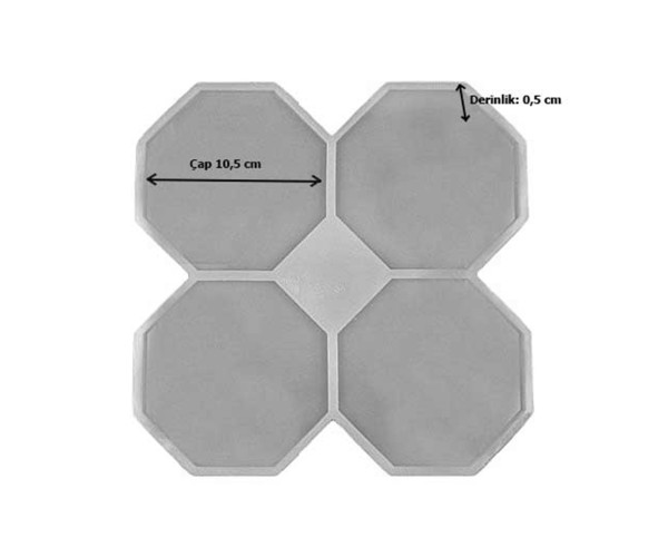 Epoksi Çoklu Sekizgen Kare Bardak Altlığı Silikon Kalıbı EM107