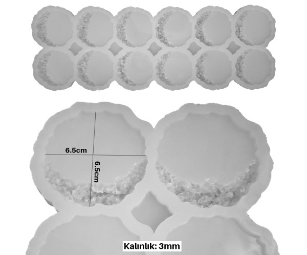 Epoksi 12 li Taş Kırığı Çoklu Magnet Kalıbı Silikon EM308