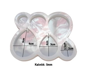 Epoksi 6 lı Damla Küpe Kalıbı Silikon EM330 Epoksi 6 lı Damla Küpe Kalıbı Silikon EM330