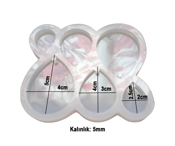 Epoksi 6 lı Damla Küpe Kalıbı Silikon EM330