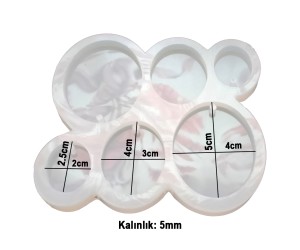 Epoksi 6 lı Oval Küpe Kalıbı Silikon EM331 Epoksi 6 lı Oval Küpe Kalıbı Silikon EM331
