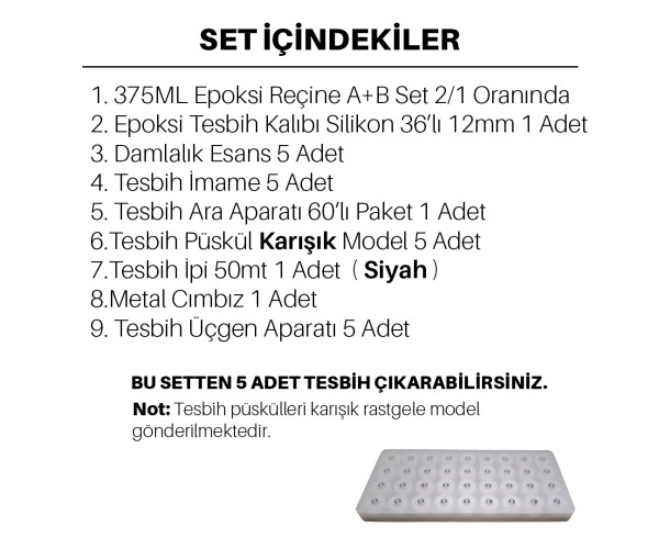 Epoksi Tesbih Kalıbı Seti 10mm