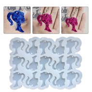 Epoksi Çoklu Barbie Kolye Anahtarlık Kalıbı Silikon EM337