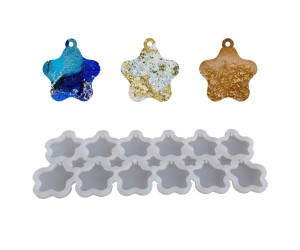 Epoksi Çoklu Yıldız Kolye Anahtarlık Kalıbı Silikon EM335 Epoksi Çoklu Yıldız Kolye Anahtarlık Kalıbı Silikon EM335