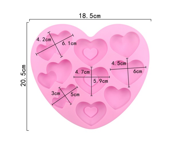 Çikolata Kalp Kalıbı Jelibon Kalp Kalıbı Taş Tozu Kalp Silikon Kalıbı GT157