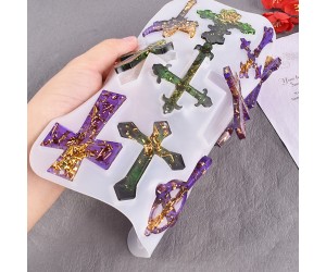 Epoksi Hristiyanlık Haç Kolye Anahtarlık Kalıbı Silikon GT9586 Epoksi Hristiyanlık Haç Kolye Anahtarlık Kalıbı Silikon GT9586