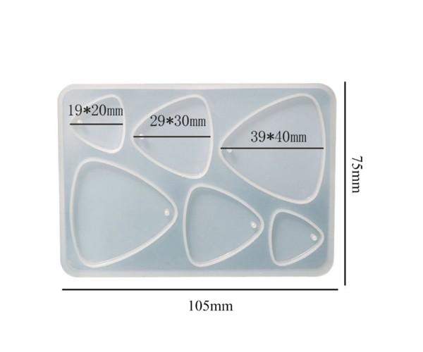 Epoksi Üçgen Oval Küpe Kolye Anahtarlık Kalıbı Silikon GT9575