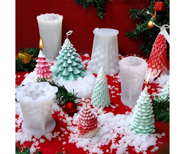 Silikon Mum Kalıbı Yılbaşı Noel Ağacı Ev Dekorasyon Mum Kalıpları 11.7x11cm GT9625