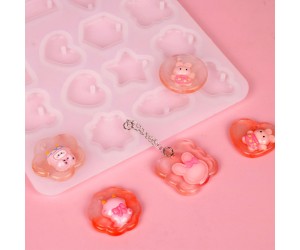 Epoksi Çoklu Figürler Bombeli Anahtarlık Kalıbı Silikon GT9596 Epoksi Çoklu Figürler Bombeli Anahtarlık Kalıbı Silikon GT9596