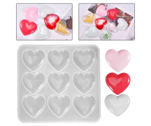 Epoksi Çoklu Bombeli Kalp Magnet Anahtarlık Kalıbı Silikon