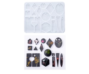 Epoksi Delikli Kolye Küpe Anahtarlık Kalıbı Silikon GT9550 Epoksi Delikli Kolye Küpe Anahtarlık Kalıbı Silikon GT9550