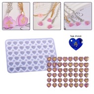 Epoksi Kalp Bileklik Kolye Anahtarlık Süsleme Kalıbı Silikon Tek Pimli 1.1cm GT9587