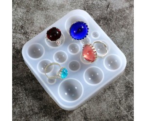 Epoksi Çoklu Yüzük Taş Kalıbı Yarım Küre Kalıbı Silikon GT9552 Epoksi Çoklu Yüzük Taş Kalıbı Yarım Küre Kalıbı Silikon GT9552