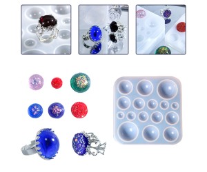 Epoksi Çoklu Yüzük Taş Kalıbı Yarım Küre Kalıbı Silikon GT9552
