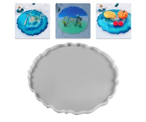 Epoksi Yuvarlak Dalgalı Tepsi Kalıbı Silikon 33x33x1.2cm GT9213