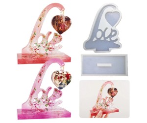 Epoksi Resimlik Sevgililer Günü Fotoğraf Çerçevesi Love Yazılı Kalıbı Silikon EM408