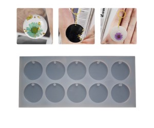 Epoksi Çoklu Daire Anahtarlık Kalıbı Yuvarlak Kolye Kalıbı Silikon 3.8cm EM409