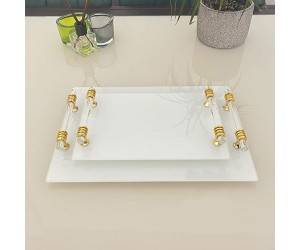 Epoksi Tepsi Kulp Şeffaf Cam Kulp Gold