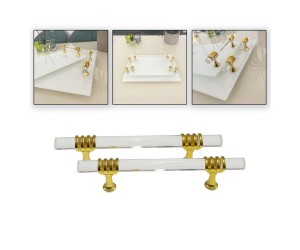 Epoksi Tepsi Kulp Şeffaf Cam Kulp Gold