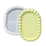 Epoksi Sunumluk Oval Bubble Model Tabak Kalıbı Beton Taş Tozu Tabak Kalıbı Silikon 11.8x16.7cm