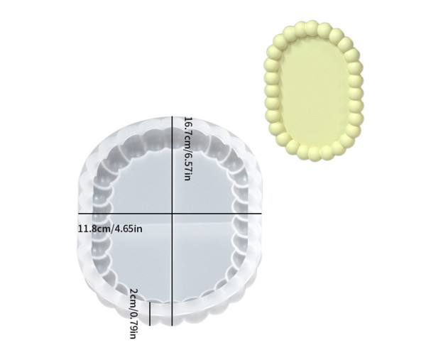 Epoksi Sunumluk Oval Bubble Model Tabak Kalıbı Beton Taş Tozu Tabak Kalıbı Silikon 11.8x16.7cm
