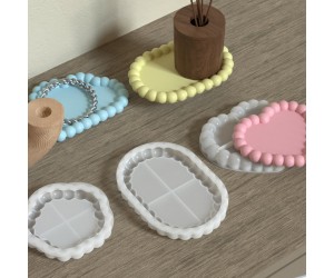 Epoksi Sunumluk Kalp Bubble Model Tabak Kalıbı Beton Taş Tozu Tabak Kalıbı Silikon 12.5x13.8cm