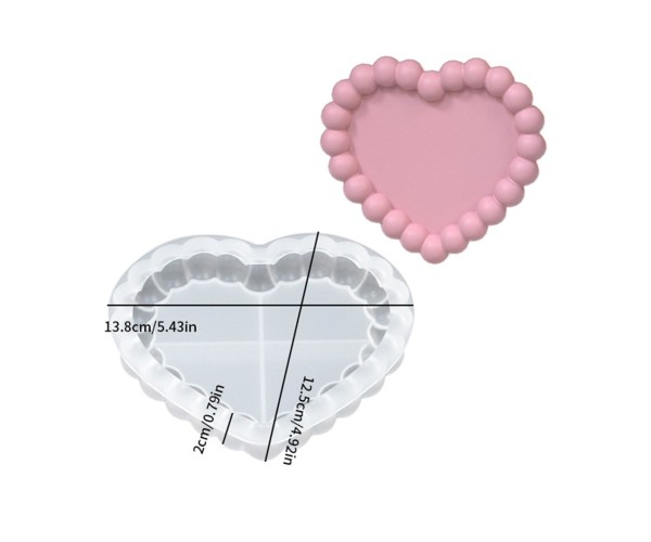 Epoksi Sunumluk Kalp Bubble Model Tabak Kalıbı Beton Taş Tozu Tabak Kalıbı Silikon 12.5x13.8cm
