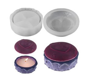 Epoksi Takı Kutusu Kalp Kapaklı Mumluk Taş Tozu Kutu Kalıbı Silikon