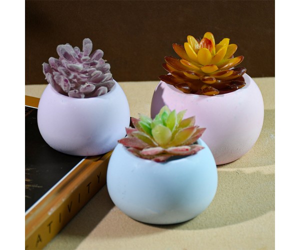 Epoksi Yuvarlak Beton Saksı ve Mumluk Silikon Kalıbı 9.5x6.5cm