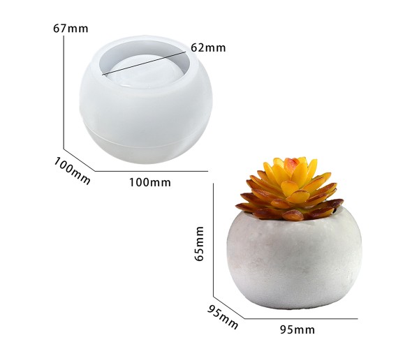 Epoksi Yuvarlak Beton Saksı ve Mumluk Silikon Kalıbı 9.5x6.5cm