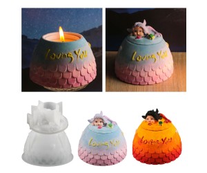 Epoksi Deniz KızıTemalı Loving You Yazılı Beton Saksı Taş Tozu Kalıbı Takı Kutusu Kalıbı Silikon