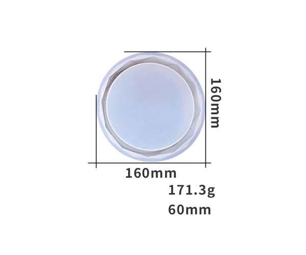 Epoksi Yuvarlak Kristal Kesim Mumluk Dekoratif Taş Tozu Beton Saksı Kalıbı Silikon 16x16cm