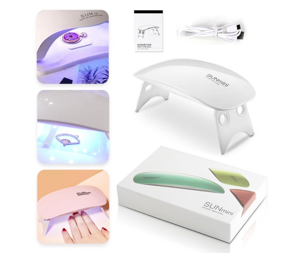 Suni Mini Uvled Nail Lamp Epoksi Uv Kurutucu Oje Kurutucu Makine Beyaz 6W Max