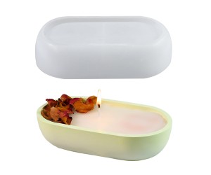 Epoksi Oval Kase Mumluk Beton Saksı Taş Tozu Kase Kalıbı Silikon 17.5x10cm