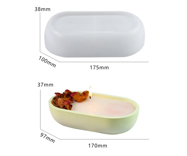 Epoksi Oval Kase Mumluk Beton Saksı Taş Tozu Kase Kalıbı Silikon 17.5x10cm