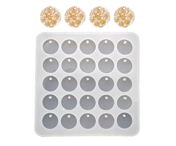Epoksi Çoklu Yuvarlak Daire Kolye Kalıbı Silikon 2.5x2.5cm EM491