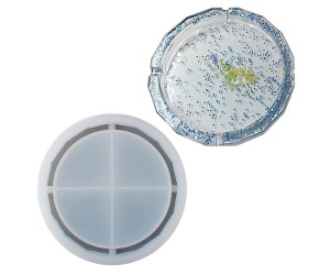 Epoksi Küllük Kalıbı Yuvarlak Desenli Büyük Boy Küllük Kalıbı Silikon 19x19cm