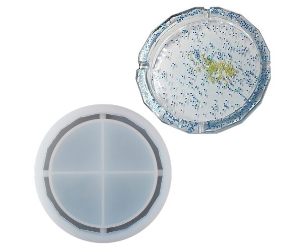 Epoksi Küllük Kalıbı Yuvarlak Desenli Büyük Boy Küllük Kalıbı Silikon 19x19cm