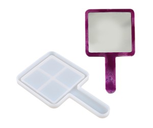 Epoksi Ayna Kalıbı Saplı El Aynası Kalıbı Silikon Kare Model 16.5x9.5cm