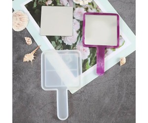 Epoksi Ayna Kalıbı Saplı El Aynası Kalıbı Silikon Kare Model 16.5x9.5cm