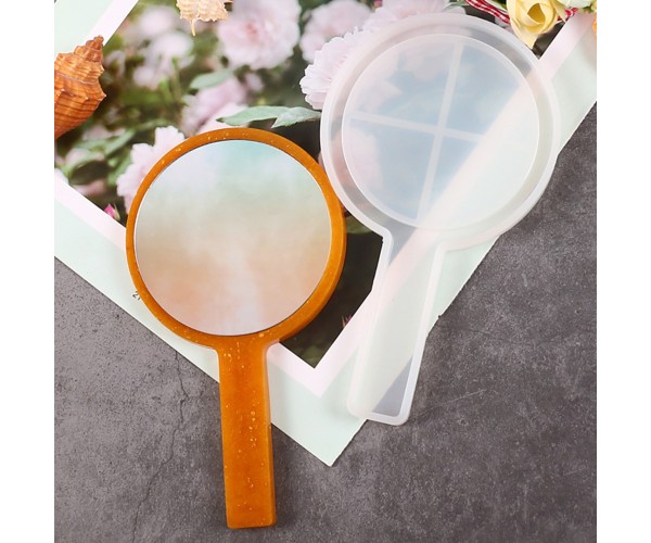 Epoksi Ayna Kalıbı Saplı El Aynası Kalıbı Silikon Yuvarlak Model 16.5x9.5cm Epoksi Ayna Kalıbı Saplı El Aynası Kalıbı Silikon Yuvarlak Model 16.5x9.5cm
