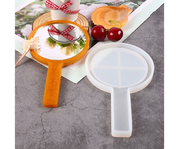Epoksi Ayna Kalıbı Saplı El Aynası Kalıbı Silikon Yuvarlak Model 16.5x9.5cm Epoksi Ayna Kalıbı Saplı El Aynası Kalıbı Silikon Yuvarlak Model 16.5x9.5cm